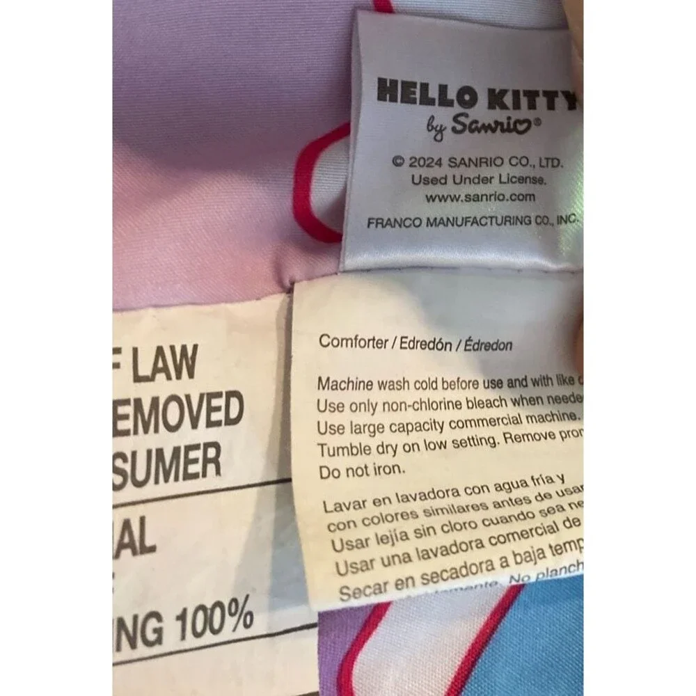 Sanrio Hello Kitty Purple Rainbow and Clouds Twin Comforter Reversible Pink